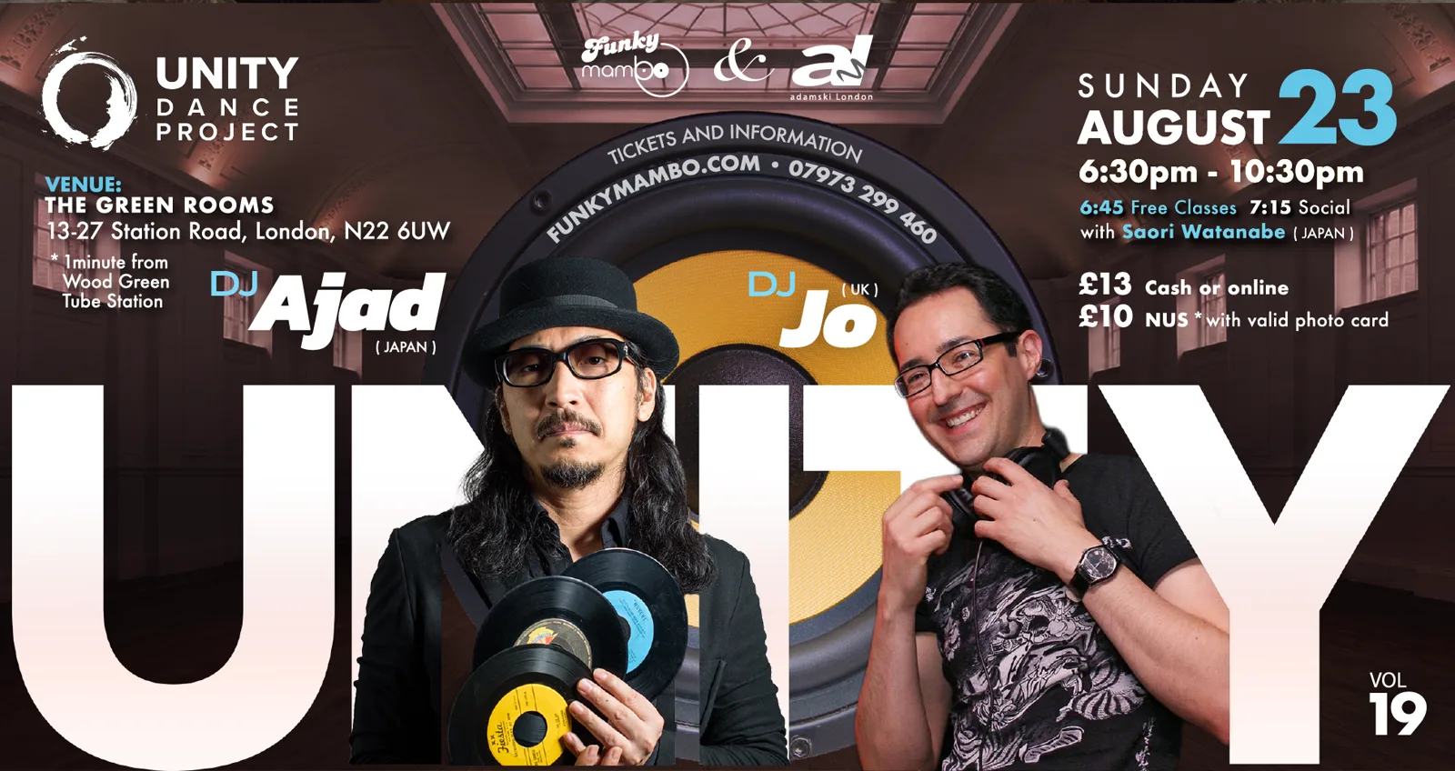 Unity Dance Project Vol. 19 - Sunday Special ft. DJ Ajad, DJ Jo, Saori & Tamba flyer